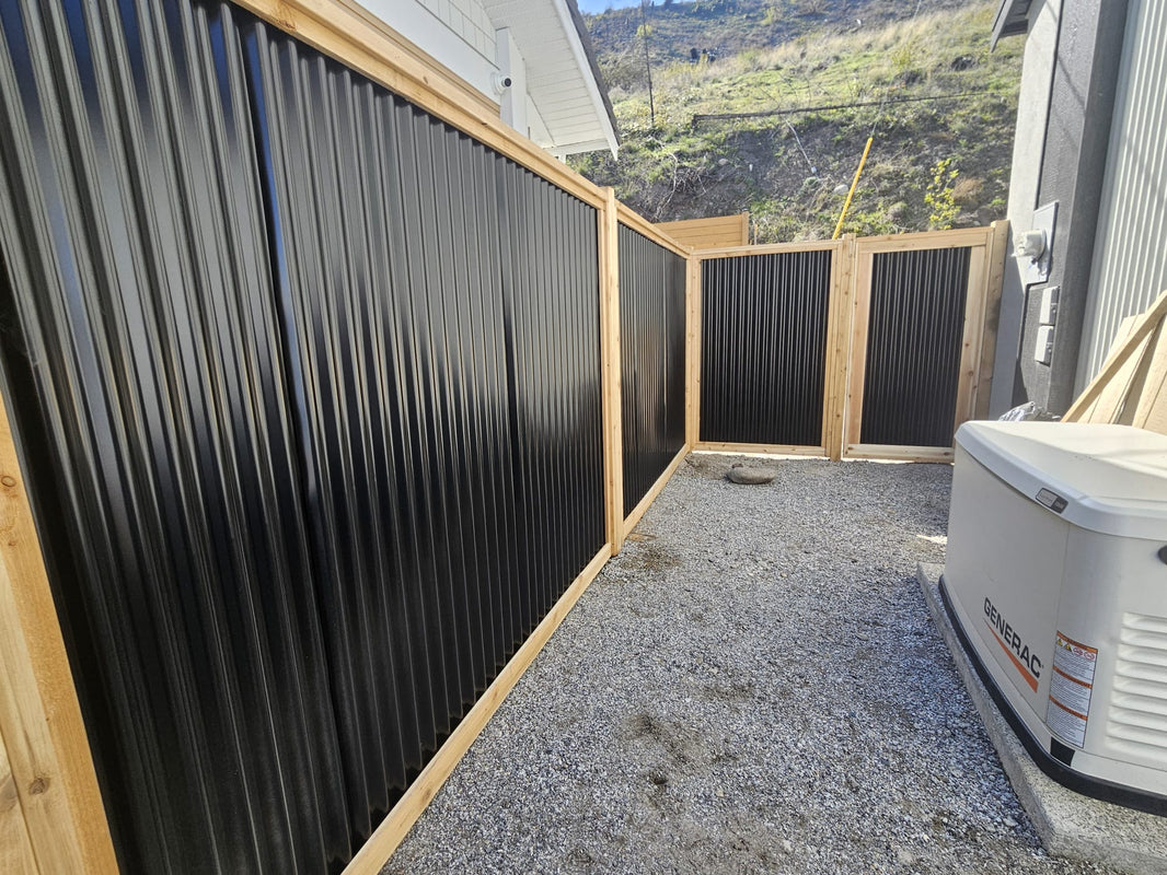 Corrugated Metal Fence Panels (Premade) - The Redwood - BarrierBoss™