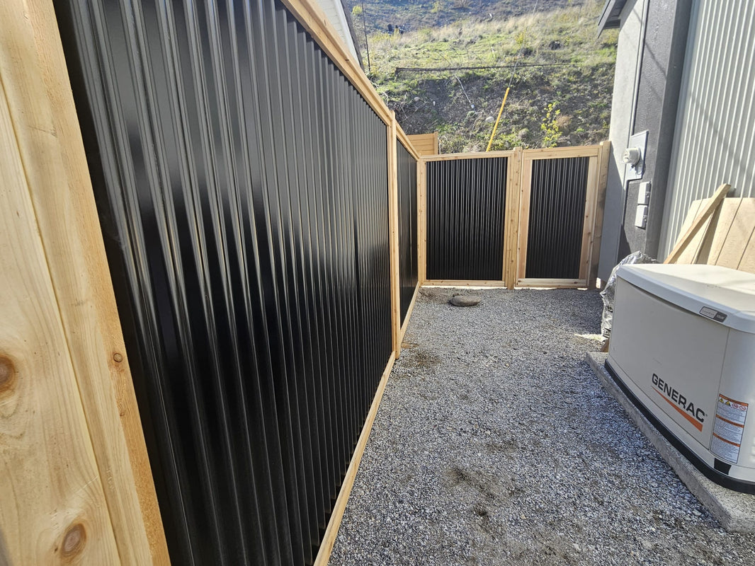 Corrugated Metal Fence Panels (Premade) - The Redwood - BarrierBoss™