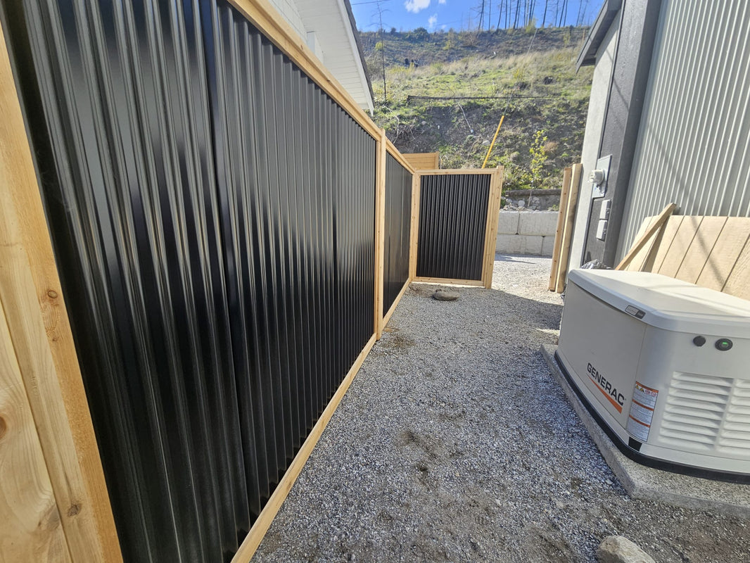 Corrugated Metal Fence Panels (Premade) - The Redwood - BarrierBoss™