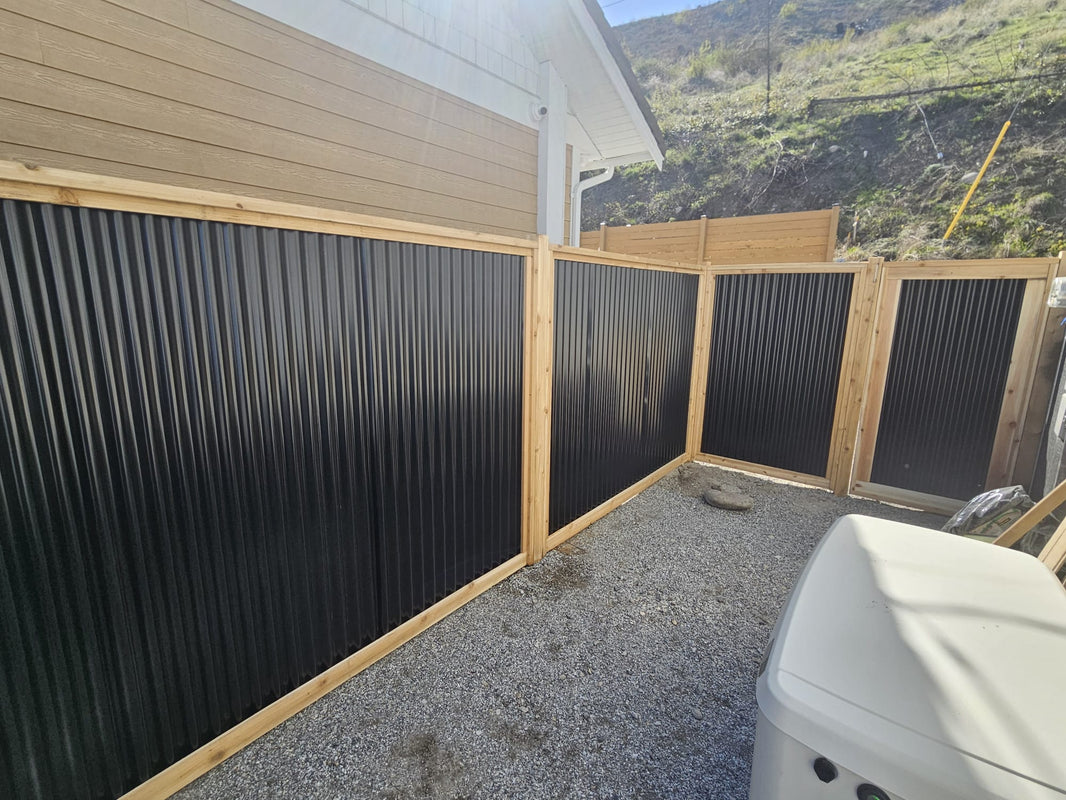 Corrugated Metal Fence Panels (Premade) - The Redwood - BarrierBoss™