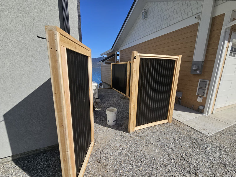 Load image into Gallery viewer, Corrugated Metal Fence Panels - Cedar Framed Privacy Fence (Premade) - The Malibu