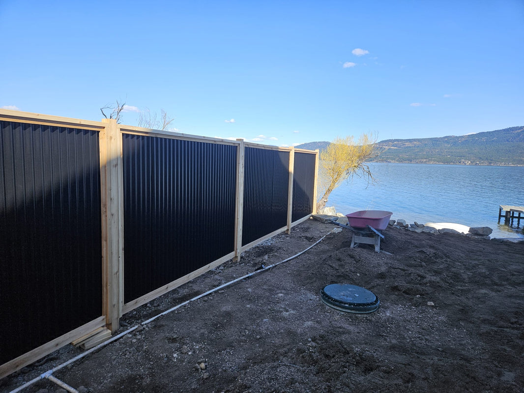 Corrugated Metal Fence Panels - Cedar Framed Privacy Fence (Premade) - The Malibu