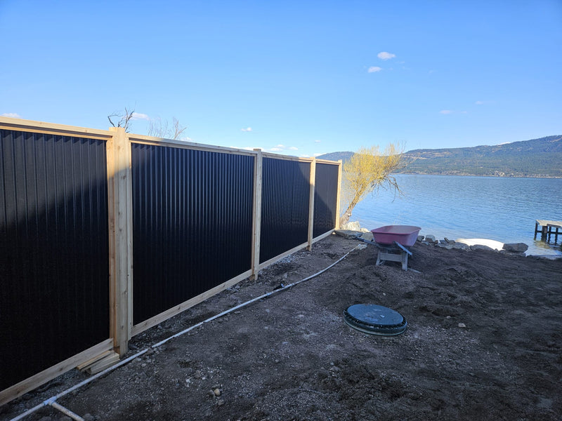 Load image into Gallery viewer, Corrugated Metal Fence Panels - Cedar Framed Privacy Fence (Premade) - The Malibu