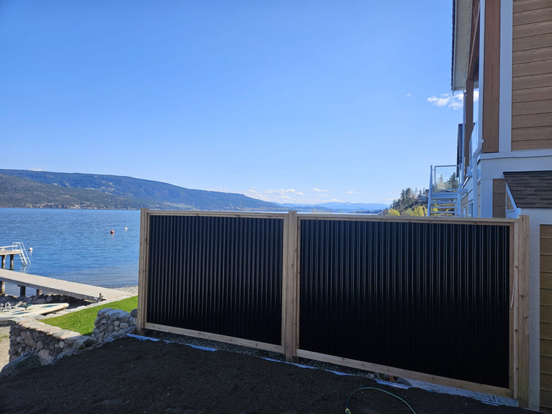 Load image into Gallery viewer, Corrugated Metal Fence Panels - Cedar Framed Privacy Fence (Premade) - The Malibu