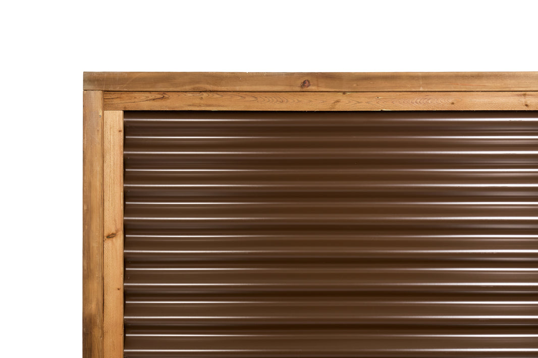 Corrugated Metal Fence Panel - Treated Frame Privacy Fence (Premade) - The Yellowstone - BARRIERBOSS™ USA