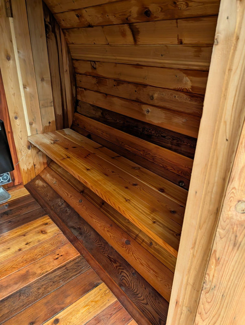 Load image into Gallery viewer, Wooden sauna interior with a bench and wall panels