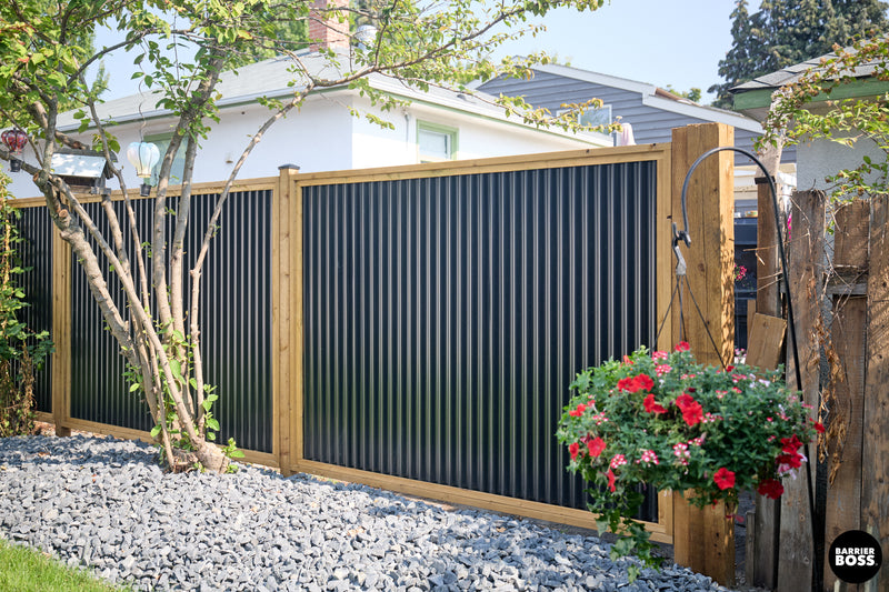 Load image into Gallery viewer, DIY Corrugated Metal Privacy Fence Kit - Treated Wood Frame