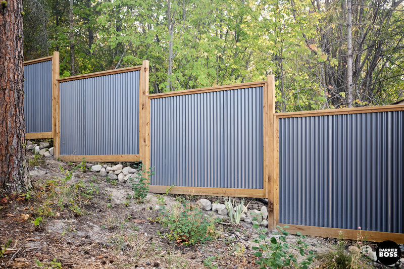 Load image into Gallery viewer, DIY Corrugated Metal Privacy Fence Kit - Treated Wood Frame