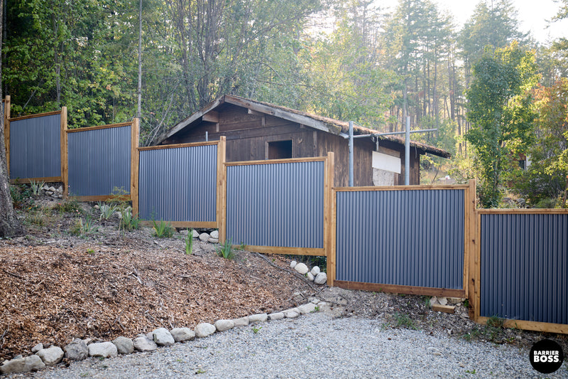 Load image into Gallery viewer, DIY Corrugated Metal Privacy Fence Kit - Treated Wood Frame
