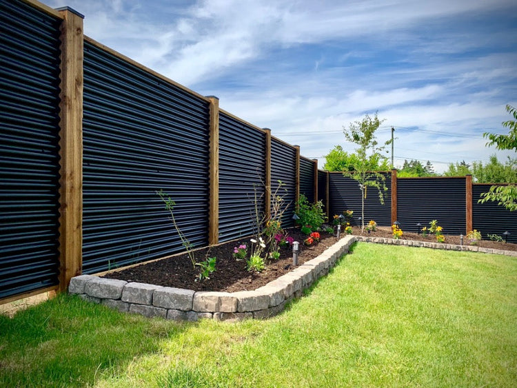 Residential Wood-Framed Corrugated Steel Fencing Panels 