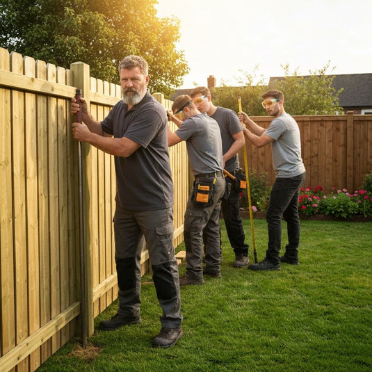 Professional Fence Installers working on a job they closed through the BarrierBoss Fence Pro Network.