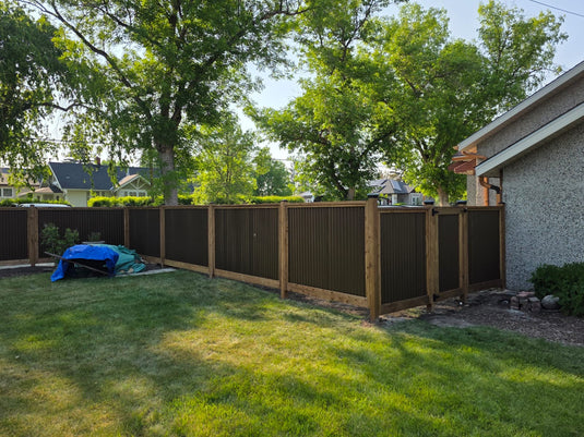 Corrugated Metal Fence Panel - Treated Frame Privacy Fence (Premade) - The Yellowstone