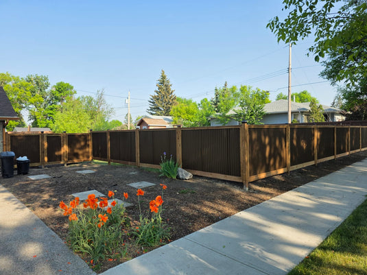 Corrugated Metal Fence Panel - Treated Frame Privacy Fence (Premade) - The Yellowstone