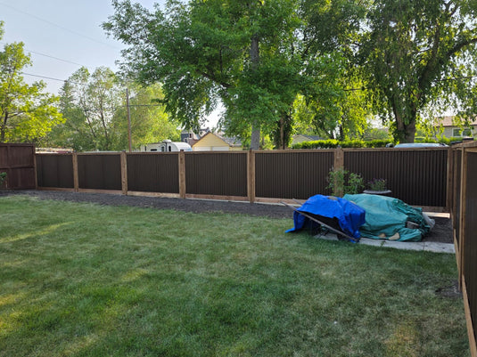Corrugated Metal Fence Panel - Treated Frame Privacy Fence (Premade) - The Yellowstone