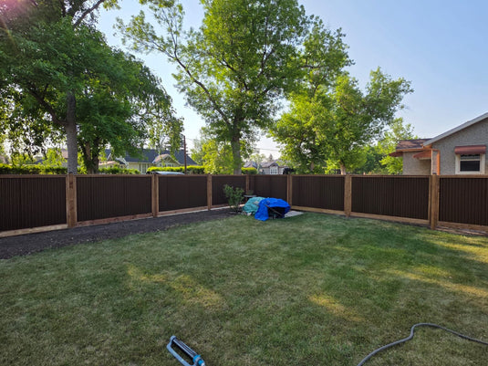 Corrugated Metal Fence Panel - Treated Frame Privacy Fence (Premade) - The Yellowstone