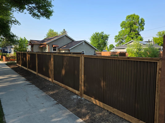 Corrugated Metal Fence Panel - Treated Frame Privacy Fence (Premade) - The Yellowstone
