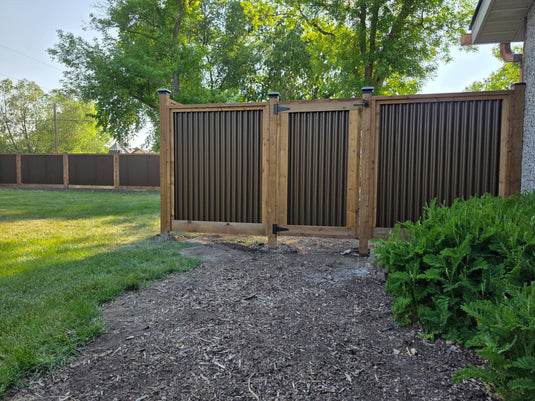 Corrugated Metal Fence Panel - Treated Frame Privacy Fence (Premade) - The Yellowstone