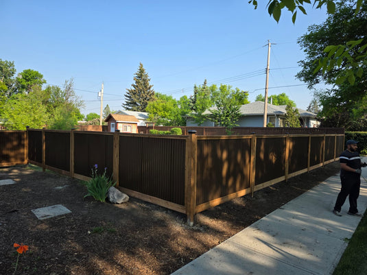 Corrugated Metal Fence Panel - Treated Frame Privacy Fence (Premade) - The Yellowstone
