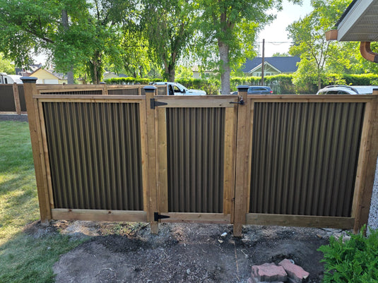 Corrugated Metal Fence Panel - Treated Frame Privacy Fence (Premade) - The Yellowstone