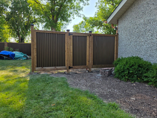 Corrugated Metal Fence Panel - Treated Frame Privacy Fence (Premade) - The Yellowstone