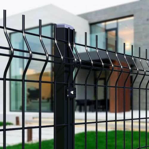 Black 3D Welded Wire Fence Panel System - The Industrial - BarrierBoss™