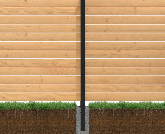 Black Aluminum In-Ground Fence Line Post and Hardware 4" x 4" Posts - BarrierBoss™