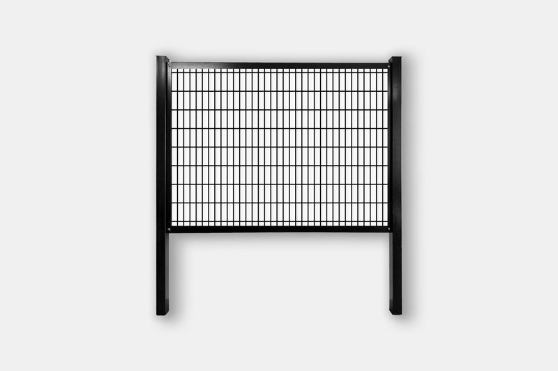 Load image into Gallery viewer, Black frame cattle panel fence kit with 2" x 6" black welded mesh, steel posts and rails
