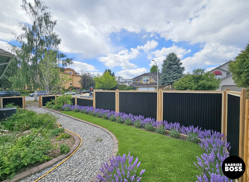 Load image into Gallery viewer, Corrugated Metal Fence Panels - Cedar Framed Privacy Fence (Premade) - The Malibu - BARRIERBOSS™ USA
