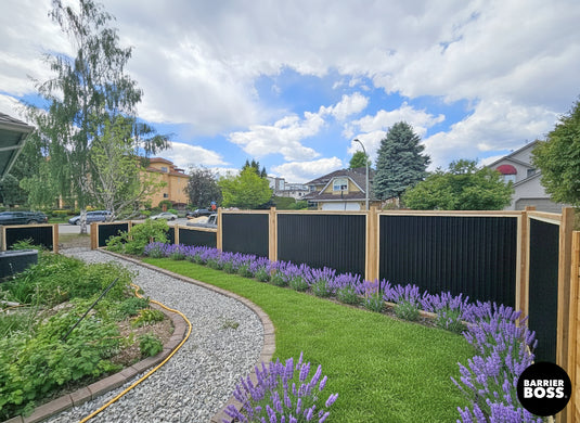 Corrugated Metal Fence Panels - Cedar Framed Privacy Fence (Premade) - The Malibu - BARRIERBOSS™ USA