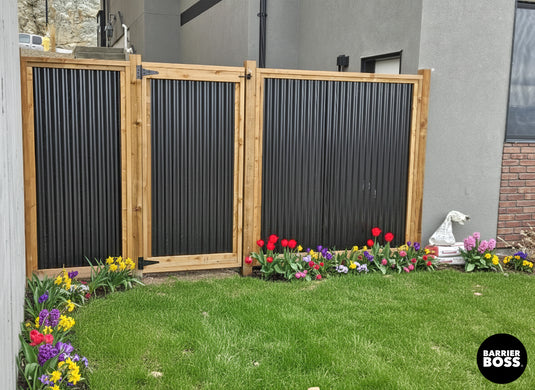 Corrugated Metal Fence Panel - Treated Frame Privacy Fence (Premade) - The Yellowstone