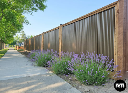 Corrugated Metal Fence Panel - Treated Frame Privacy Fence (Premade) - The Yellowstone