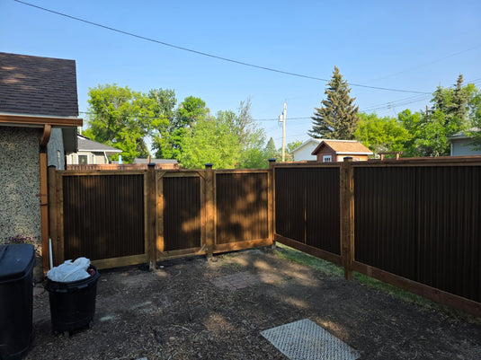 Corrugated Metal Fence Panel - Treated Frame Privacy Fence (Premade) - The Yellowstone