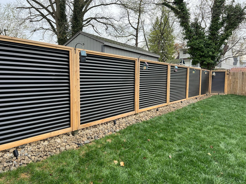 Load image into Gallery viewer, Corrugated Metal Fence Panels (Premade) - The Redwood - BarrierBoss™
