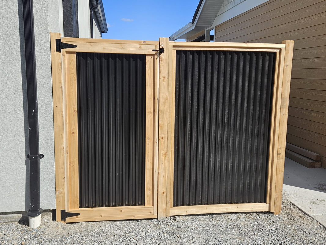 Corrugated Metal Fence Panels (Premade) - The Redwood - BarrierBoss™