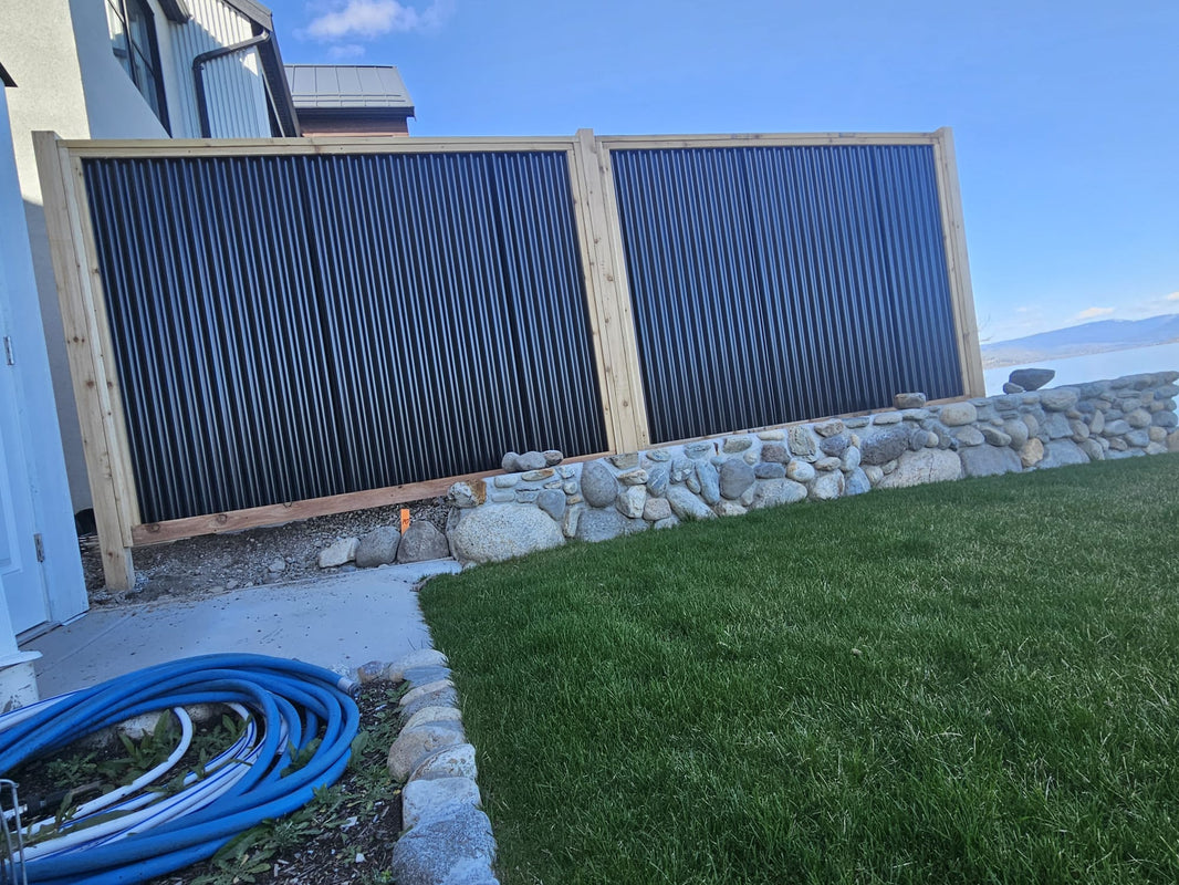 Corrugated Metal Fence Panels (Premade) - The Redwood - BarrierBoss™