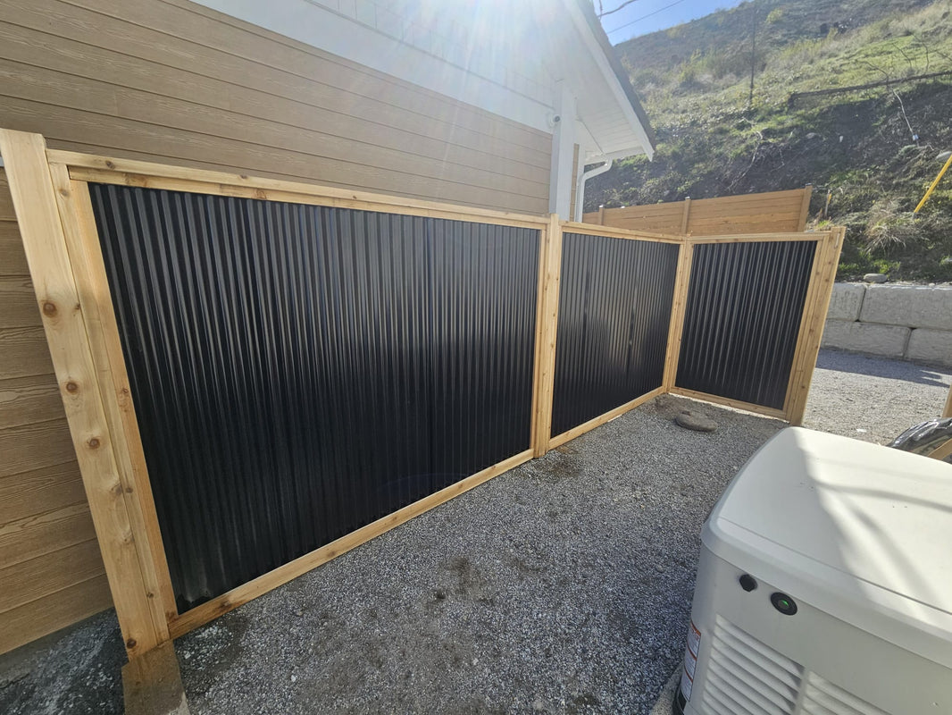 Corrugated Metal Fence Panels (Premade) - The Redwood - BarrierBoss™