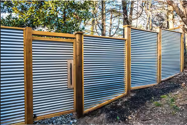 Load image into Gallery viewer, Corrugated Metal Privacy Fence Panel (Premade) - The Coastal - BarrierBoss™
