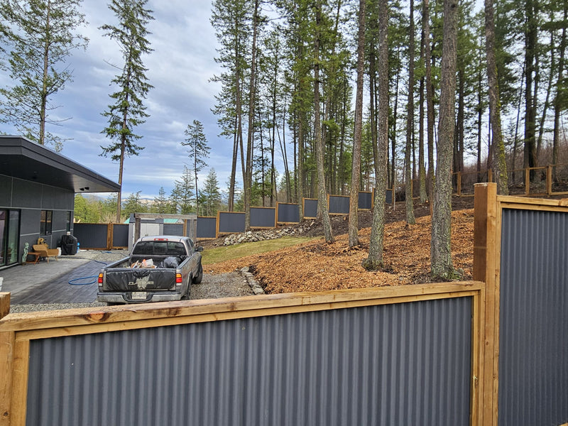 Load image into Gallery viewer, Corrugated Metal Privacy Fence Panel (Premade) - The Coastal - BarrierBoss™
