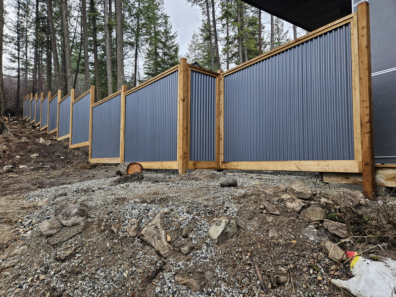 Load image into Gallery viewer, Corrugated Metal Privacy Fence Panel (Premade) - The Coastal - BarrierBoss™
