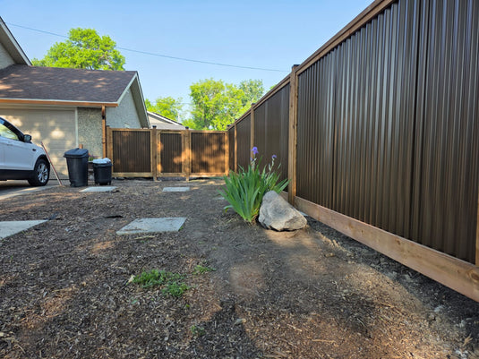 Corrugated Metal Fence Panel - Treated Frame Privacy Fence (Premade) - The Yellowstone