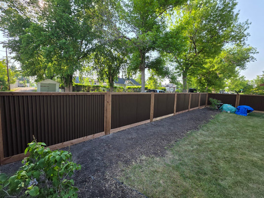 Corrugated Metal Fence Panel - Treated Frame Privacy Fence (Premade) - The Yellowstone