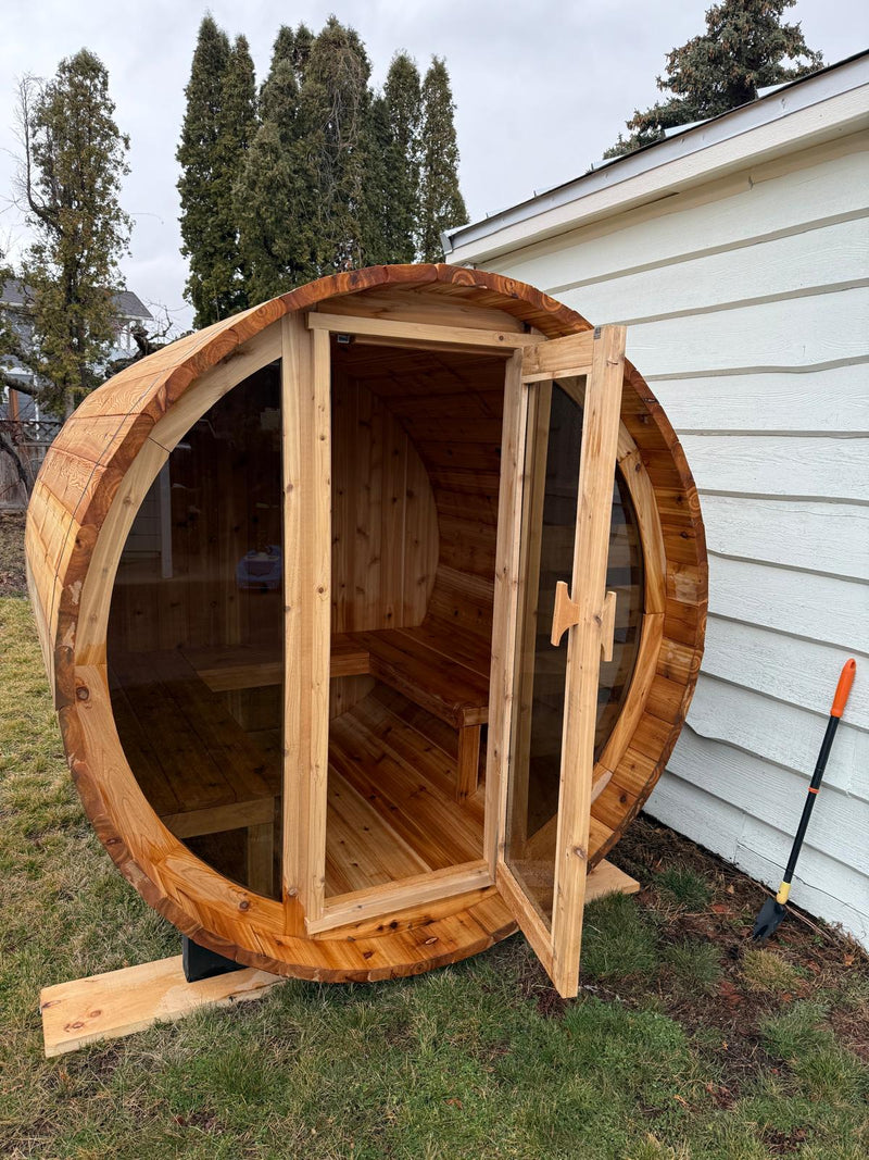 Load image into Gallery viewer, Hand Made Barrel Sauna – Traditional Western Red Cedar Sauna - The Laurentian - BarrierBoss™

