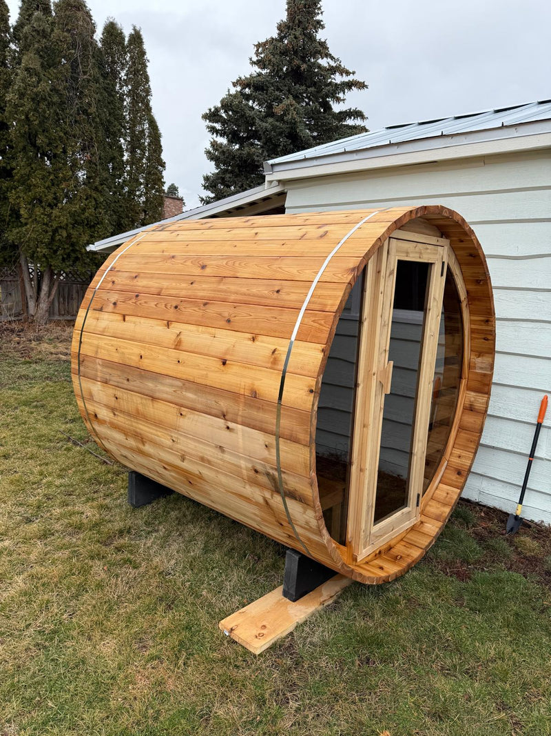 Load image into Gallery viewer, Hand Made Barrel Sauna – Traditional Western Red Cedar Sauna - The Laurentian - BarrierBoss™
