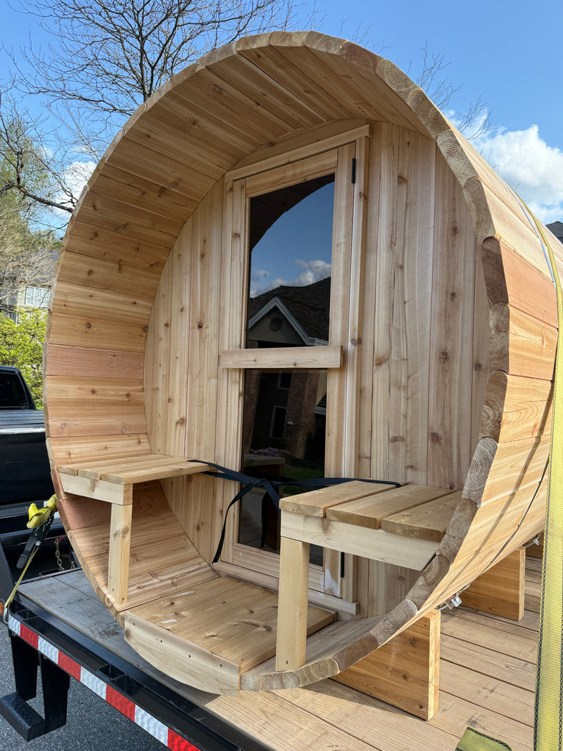 Load image into Gallery viewer, Hand Made Barrel Sauna – Traditional Western Red Cedar Sauna - The Laurentian - BarrierBoss™
