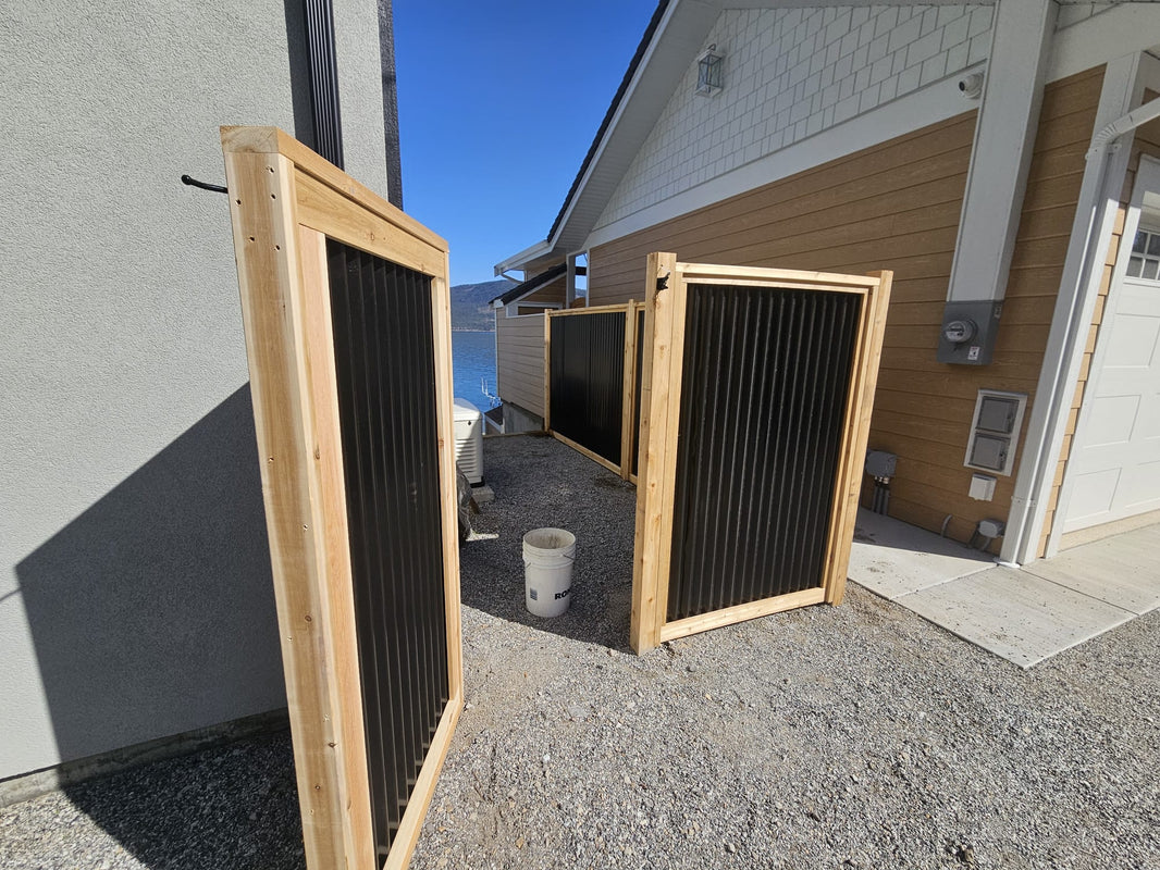 Corrugated Metal Fence Panels - Cedar Framed Privacy Fence (Premade) - The Malibu