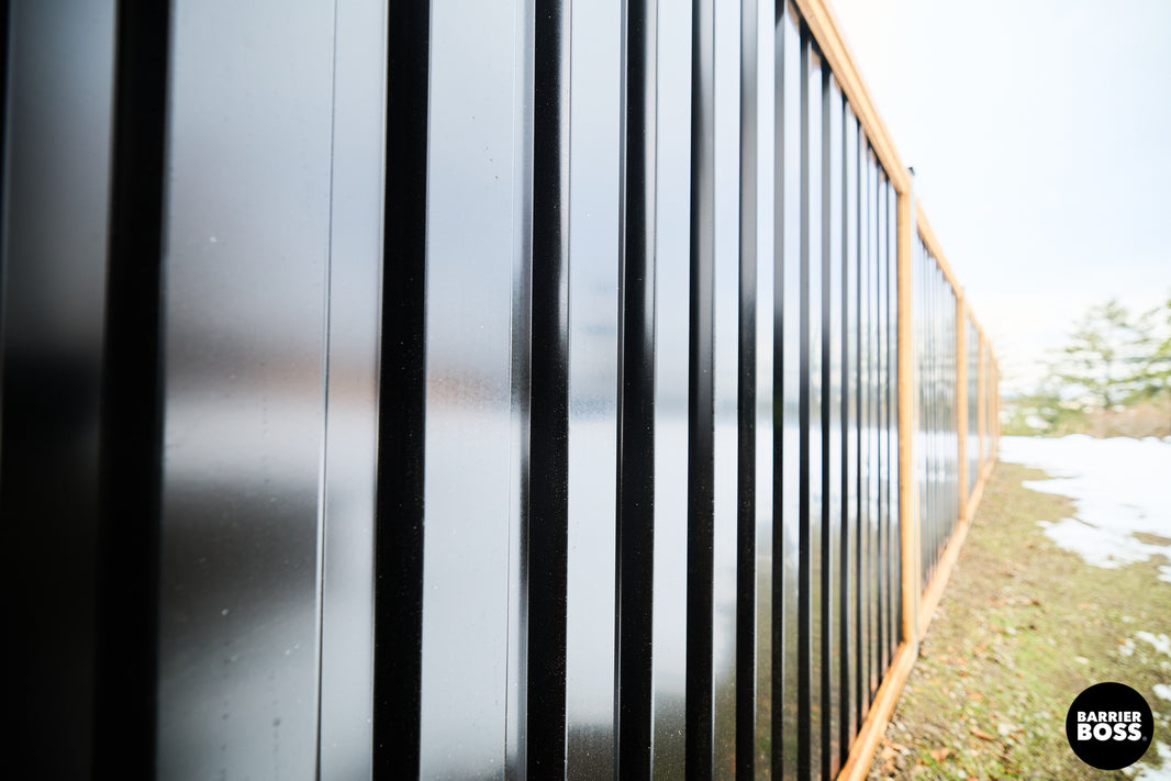 Ribbed Metal Privacy Fence Panels - Treated Wood Frame