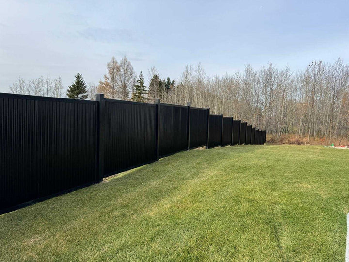Complete metal privacy fence kit with steel post frame system