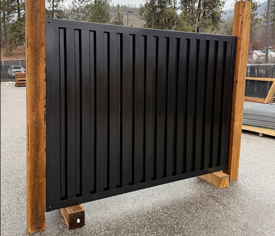 Deep Groove Black Metal Fence Panels with Wood Post Frame System - The Deep South - BarrierBoss™ USA