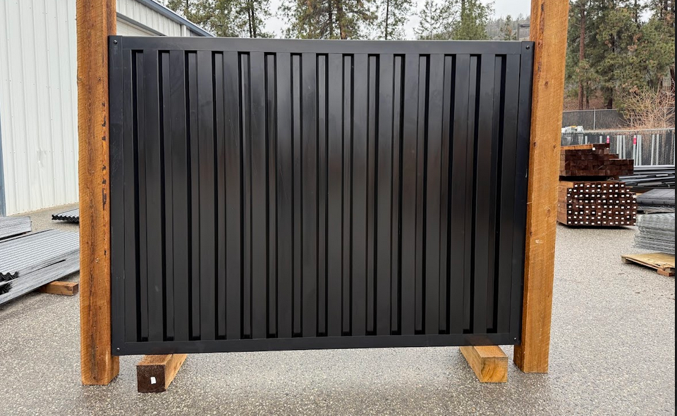 Deep Groove Black Metal Fence Panels with Wood Post Frame System - The Deep South- BarrierBoss™