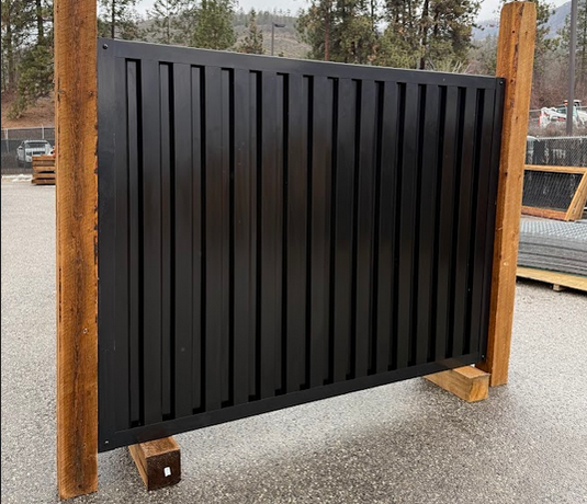 Corrugated Metal Fence Panel Kit - Sleek Privacy Fence Panels with Metal Fence Posts & Frame - Fireproof